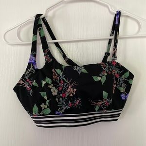 LIKE NEW Athleta bikini top, black floral, medium